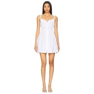 SNDYS Isabella Mini Dress in White Small New Womens Linen Boho Sundress